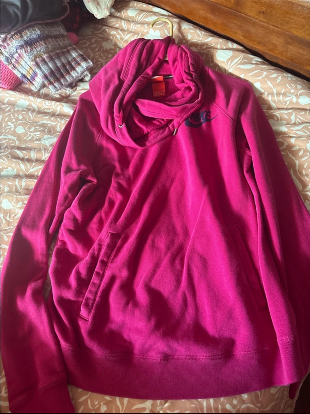 Nike Women's Magenta Funnel Neck Pullover Hoodie